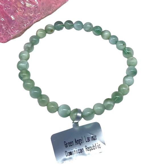 6mm Green Larimar Beaded Stretch Bracelet Boho Stone Gemstone - Picture 8 of 8